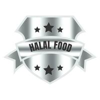 halal Comida certificado crachá carimbo, autorizado halal beber e Comida produtos rótulo, aprovado halal placa carimbo vetor