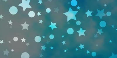 fundo azul claro do vetor com círculos, estrelas. discos coloridos, estrelas em fundo gradiente simples. design para papel de parede, fabricantes de tecido.