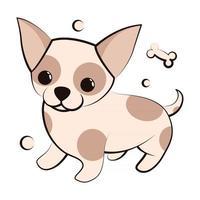 ícone de ilustração vetorial bonito dos desenhos animados de um cachorrinho chihuahua. é um design plano. vetor