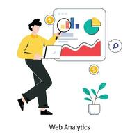 rede analytics plano estilo Projeto vetor ilustração. estoque ilustração