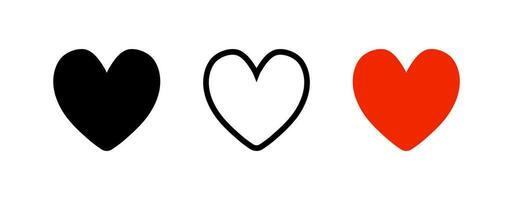 coleção de ilustrações de coração, conjunto de ícones de símbolo de amor, vetor de símbolo de amor.