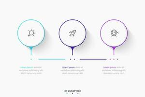 modelo de design de rótulo infográfico vetorial com ícones e 3 opções ou etapas. pode ser usado para diagrama de processo, apresentações, layout de fluxo de trabalho, banner, fluxograma, gráfico de informações. vetor