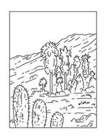 santa rosa e san jacinto montanhas nacional monumento dentro Califórnia mono linha arte vetor