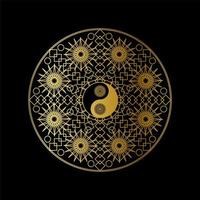 modelo de meditação com sinal de yin yang na mandala vetor