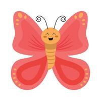 plano ilustração do uma colorida alegre borboleta com Rosa asas em uma branco fundo. vetor