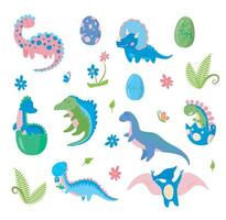 desenho animado cor personagens fofa bebê dinossauros definir. vetor