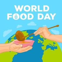 cartão do dia mundial da comida mapa-múndi vetor
