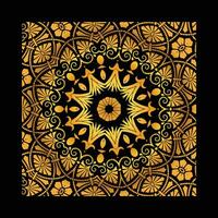 luxo ornamental mandala Projeto fundo dentro ouro, luxo Casamento convite, ornamental floral canto quadro, Preto fundo com ouro mandala decoração vetor