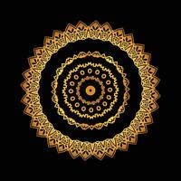 luxo ornamental mandala Projeto fundo dentro ouro, luxo Casamento convite, ornamental floral canto quadro, Preto fundo com ouro mandala decoração vetor