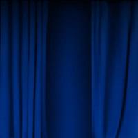 cortina de veludo azul colorido realista dobrada. cortina de opção em casa no cinema. ilustração vetorial vetor