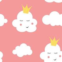 crianças sem costura de fundo com ilustração vetorial de princesa de nuvem vetor