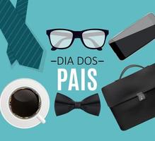 feriado no dia dos pais do brasil. português brasileiro dizendo feliz dia dos pais vetor