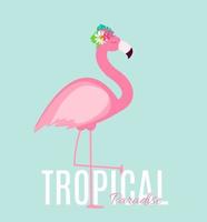 ilustração vetorial fundo de verão fofo flamingo rosa vetor