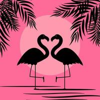 ilustração em vetor fundo rosa fofo flamingo