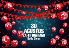 30 de agosto, turco do dia da vitória, fala agustos, zafer bayrami kutlu olsun. ilustração vetorial vetor
