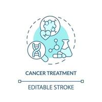 Câncer tratamento turquesa conceito ícone. Inovativa soluções dentro oncologia tratamento. inscrição do precisão remédio abstrato idéia fino linha ilustração. isolado esboço desenho. editável acidente vascular encefálico vetor