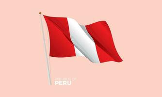 Peru bandeira acenando às a mastro. vetor 3d