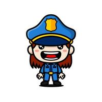 fofa polícia mulher desenho animado personagem vetor