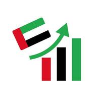 Unidos árabe Emirados bandeira e Aumentar Barra gráfico ícone. vetor. vetor