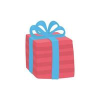 presente caixa, vermelho listrado caixa com uma azul arco. presente para Natal, dia dos namorados dia ou aniversário vetor