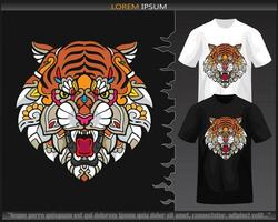 colorida tigre cabeça mandala artes isolado em Preto e branco t camisa. vetor