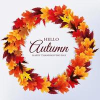 Olá outono. feliz dia de ação de Graças fundo com folhas caindo. ilustração vetorial vetor
