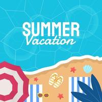 conceito de design de banner de vetor de verão na praia com elementos de verão.