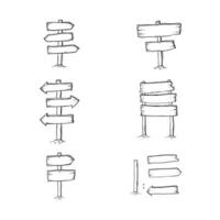 mão desenhado ilustração do rabisco madeira estrada sinais e Setas; flechas vetor