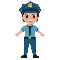 retrato do fofa pequeno Garoto com polícia uniforme vetor ilustração