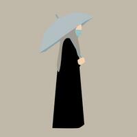 muçulmano mulher com guarda-chuva vetor