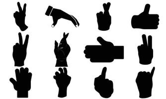 vetor ilustração do coleção do mão gestos silhuetas, mão vetor,