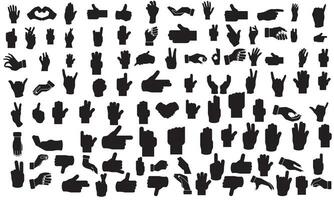 vetor ilustração do coleção do mão gestos silhuetas, mão vetor, maior coleção do vetor ícones mãos