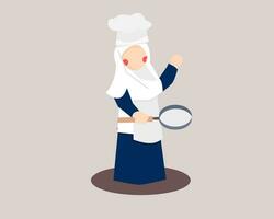 fofa muçulmano menina chefe de cozinha ilustração vetor