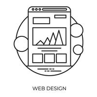 uma graficamente projetado página em computador tela com jogar símbolo em topo representando rede concepção processo vetor