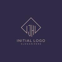 iniciais jh logotipo monograma com retângulo estilo Projeto vetor