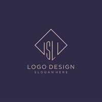 iniciais sl logotipo monograma com retângulo estilo Projeto vetor