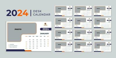por mês calendário modelo para 2024 ano. parede calendário dentro uma minimalista estilo. calendário 2024 semana começar domingo corporativo Projeto planejador modelo. vetor
