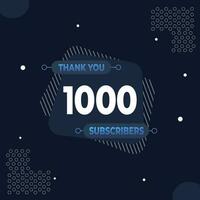 obrigado você 1000 assinantes ou seguidores. rede social meios de comunicação moderno postar Projeto vetor