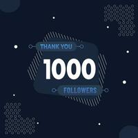 obrigado você 1000 assinantes ou seguidores. rede social meios de comunicação moderno postar Projeto vetor