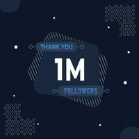 obrigado você 1m assinantes ou seguidores. rede social meios de comunicação moderno postar Projeto vetor