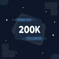 obrigado você 200k assinantes ou seguidores. rede social meios de comunicação moderno postar Projeto vetor