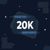 obrigado você 20k assinantes ou seguidores. rede social meios de comunicação moderno postar Projeto vetor