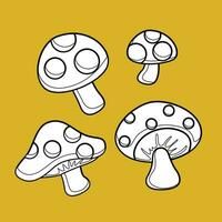 fofa cogumelos plantas natureza desenho animado digital carimbo esboço vetor