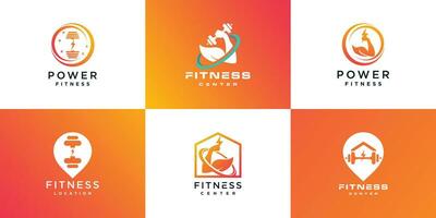 coleção de design de logotipo de fitness para negócios com vetor premium de conceito de elemento criativo