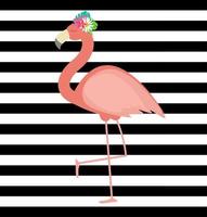 ilustração em vetor fundo rosa fofo flamingo