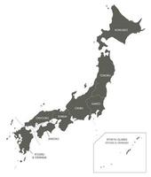 vetor mapa do Japão com regiões e administrativo divisões. editável e claramente etiquetado camadas.