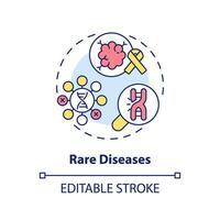 raro doenças conceito ícone. identificando genético base do potencial doença. inscrição do precisão remédio abstrato idéia fino linha ilustração. isolado esboço desenho. editável acidente vascular encefálico vetor