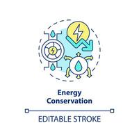 energia conservação conceito ícone. aqua consumo eficiência. água proteção alvo abstrato idéia fino linha ilustração. isolado esboço desenho. editável acidente vascular encefálico vetor