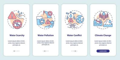 água fonte ameaças onboarding Móvel aplicativo tela. perigos passo a passo 4 passos editável gráfico instruções com linear conceitos. interface do usuário, ux, gui modelo vetor