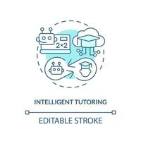 2d fino linha azul ícone representando inteligente tutoria dentro ai, isolado Customizável vetor ilustração, futurista Educação.